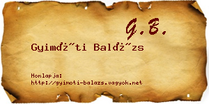 Gyimóti Balázs névjegykártya